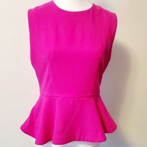 FUCSIA PINK PEPLUM Top Exposed Gold Zipper Feature Office Siren Dressy Party Top